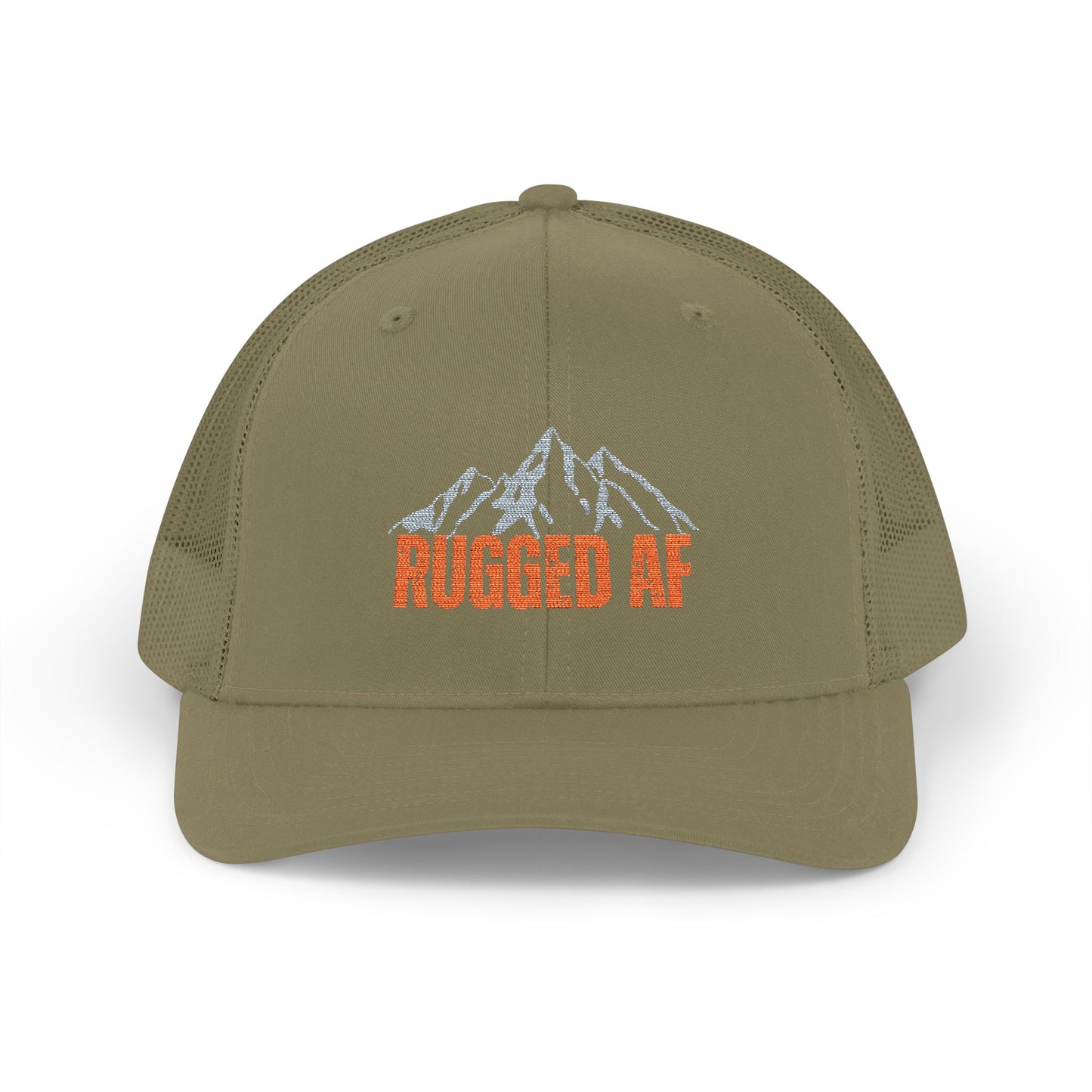 Rugged AF Snapback Trucker Cap, Outdoor Adventure Hat, Camping Gift, Hiking Cap, Sporty Headwear, Cool Embroidered Hat